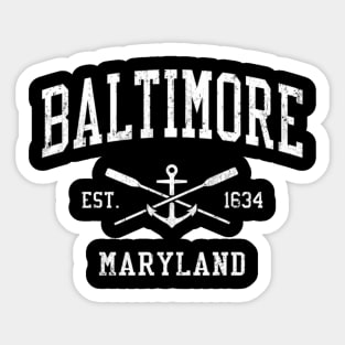 Baltimore Md Crossed Oars Boat Anchor Sports Sticker